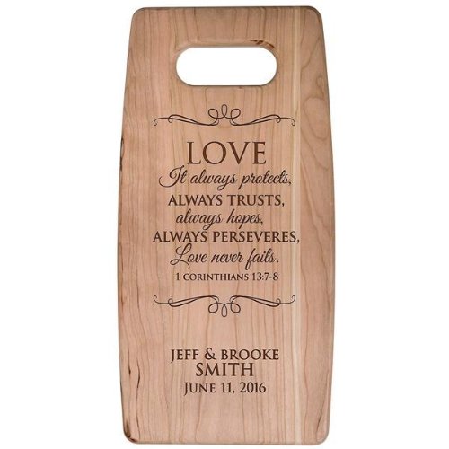 Love Always Protects Cherry Wood Cutting Board
