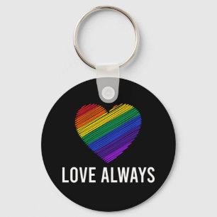 Love Always Rainbow Heart Inspirational Keychain
