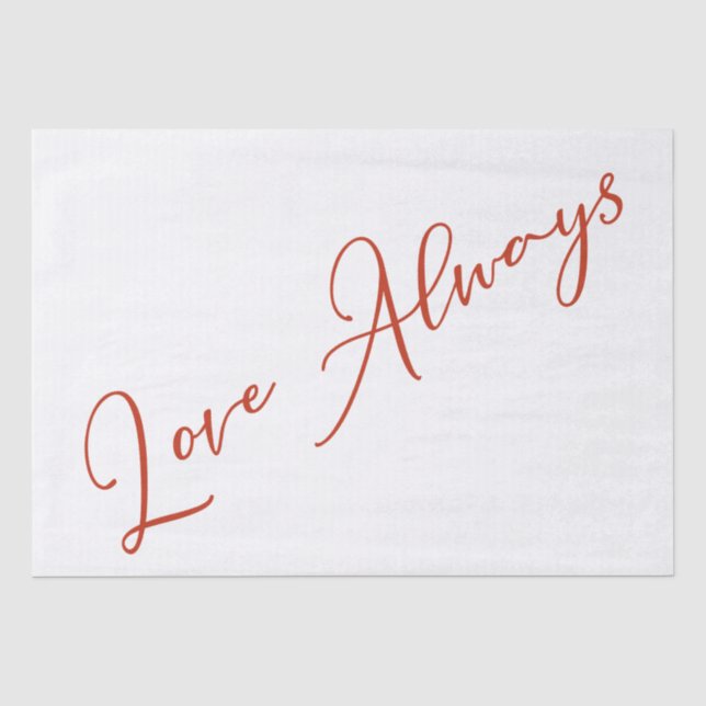 Love Always Red and White Word Art Tissue Paper (Front)