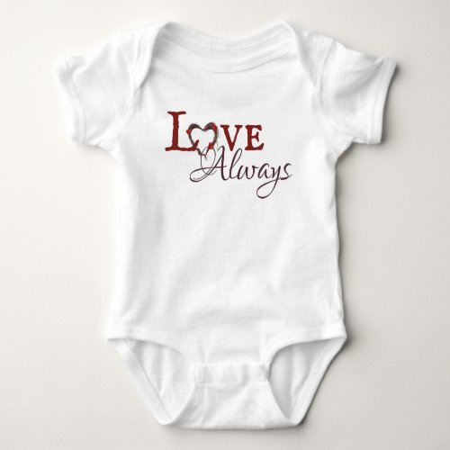 Love Always Red Tulip Heart Wreath Baby Bodysuit