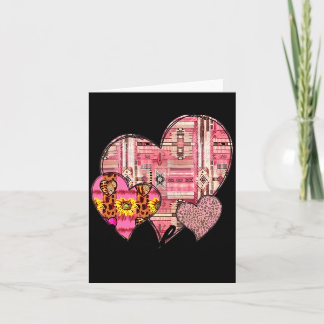 Love Always Retro Vintage Western Hearts Valentine Card (Front)