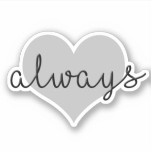 love always simple modern design black white heart sticker