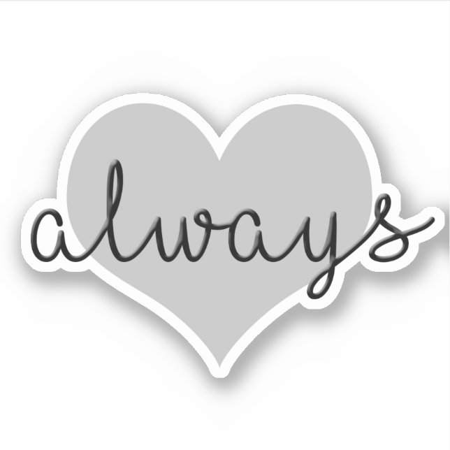 love always simple modern design black white heart sticker (Front)