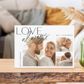 Love Always Three Photo Collage Engagement Announcement