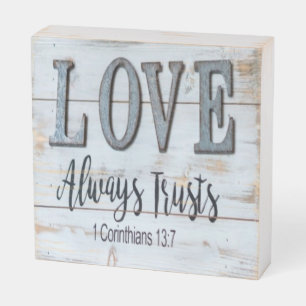 Love Always Trusts Rustic Metal Wooden Box Sign