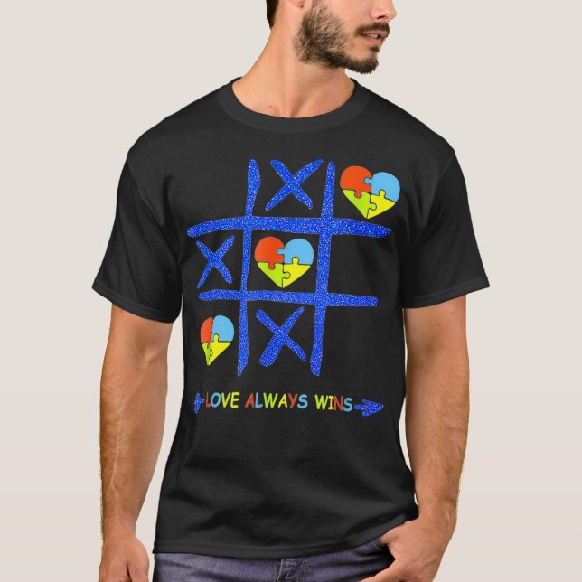 Love Always W Ins, Autism Awareness Pu Zzle April  T-Shirt (Front)