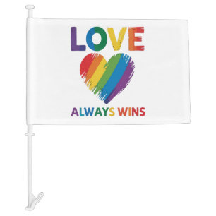 Love Always Win LGBT Car Flag
