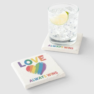 Love Always Win LGBT Stone Coaster