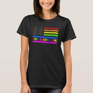 Love Always Wins Gay Flag Rainbow Pride Day LGBT Q T-Shirt
