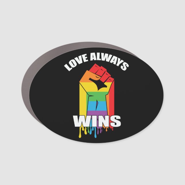 Love Always Wins Gay LGBT Car Magnet (Front)