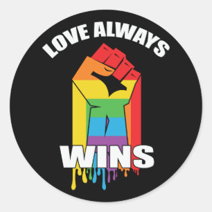 Love Always Wins Gay LGBT Classic Round Sticker