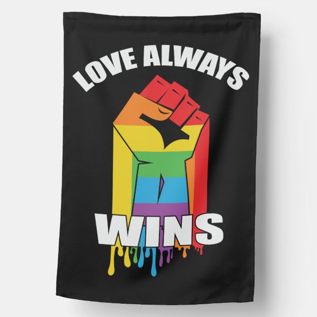 Love Always Wins Gay LGBT House Flag (Front)