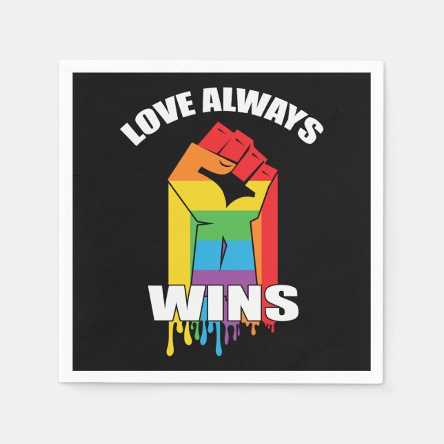 Love Always Wins Gay LGBT Napkins (Front)