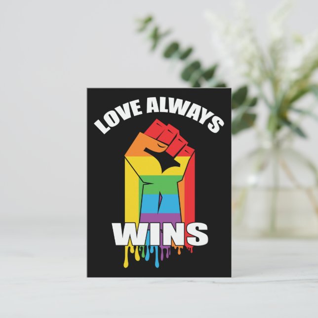 Love Always Wins Gay LGBT Postcard (Standing Front)