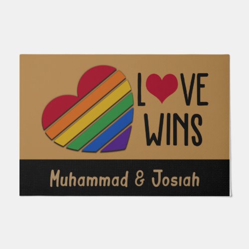 Love Always Wins LGBT Rainbow Doormat