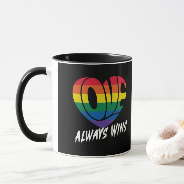 Love Always Wins LGBTQ Pride Mug (With Donut)