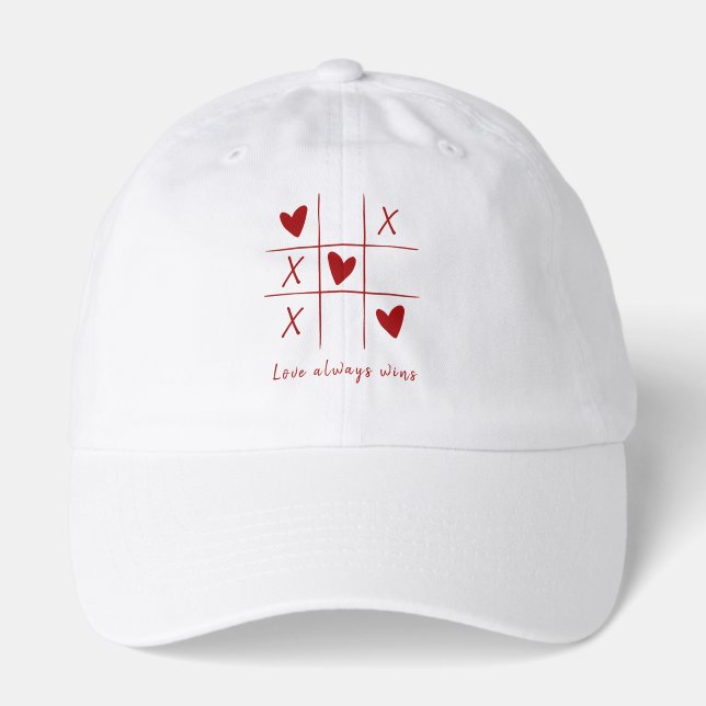 Love Always wins Quote l Red Hearts Playful  Hat (Front)