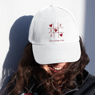 Love Always wins Quote l Red Hearts Playful  Hat