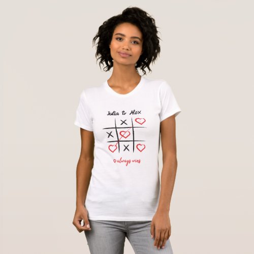 Love always wins t_shirt Hearts Tic_tac_toe T_Shirt