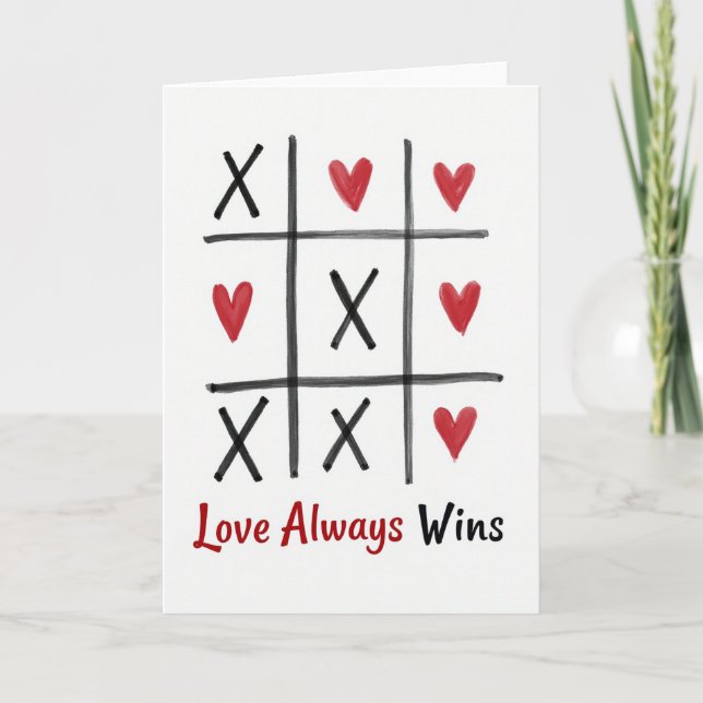 Love Always Wins Tic Tac Toe Card (Front)