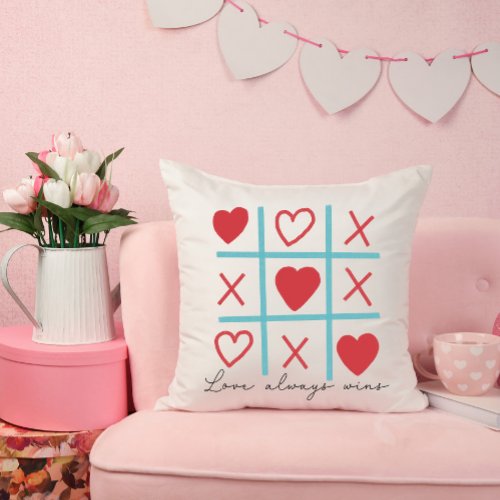 Love Always Wins Tic Tac Toe Throw Pillow