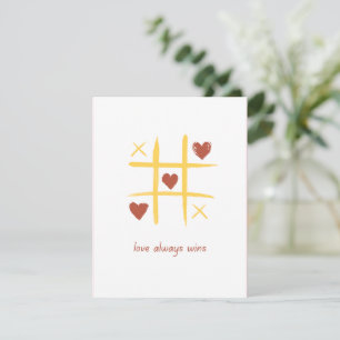 Love Always Wins Tic Tac Toe Valentine's Day Note Card