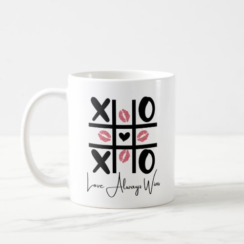 Love Always Wins _ Valentine Day Cute Tic Tac Toe Coffee Mug