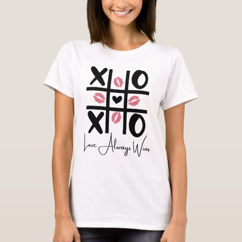 Love Always Wins _ Valentine Day Cute Tic Tac Toe T_Shirt