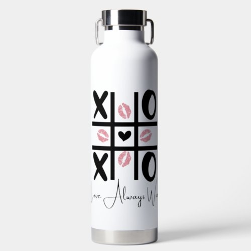 Love Always Wins _ Valentine Day Cute Tic Tac Toe Water Bottle