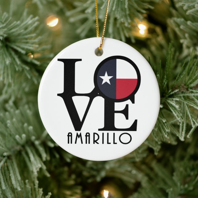 LOVE Amarillo Texas Ceramic Ornament (Tree)