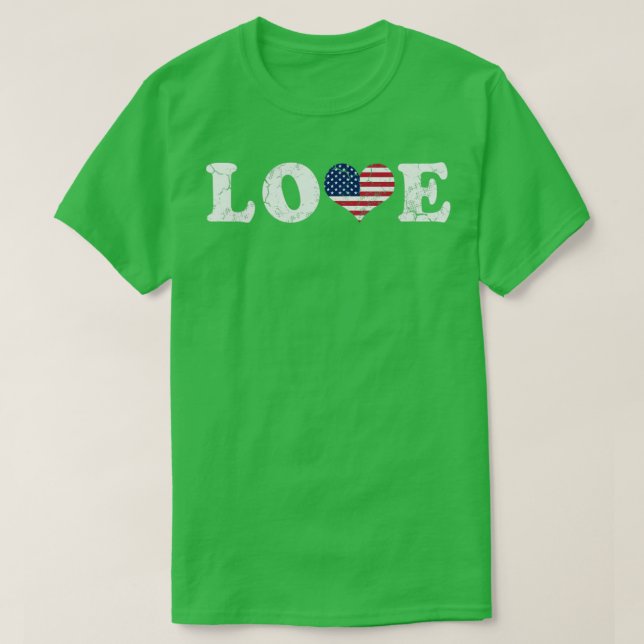 Love America American Flag USA United States Patri T-Shirt (Design Front)