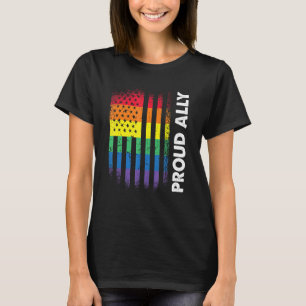Love America Flag Rainbow Proud Ally Lgbtq Lgbt Pr T-Shirt