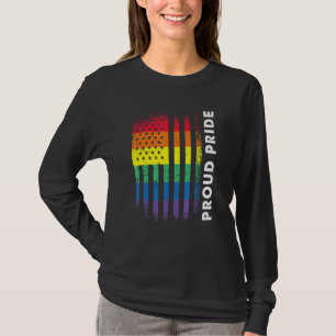 Love America Flag Rainbow Proud Gay Lgbtq Lgbt Pri T-Shirt