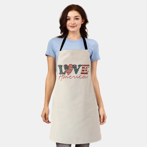 LOVE America Independence Day Apron