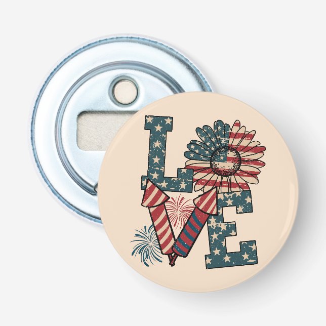 LOVE America Independence Day  Bottle Opener (Front)