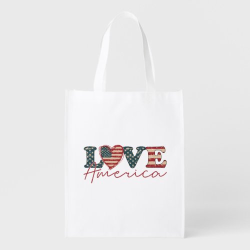 LOVE America Independence Day Grocery Bag
