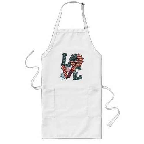 LOVE America Independence Day Long Apron