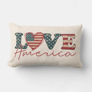 LOVE America Independence Day Lumbar Pillow