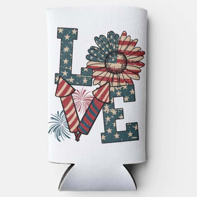 LOVE America Independence Day Seltzer Can Cooler (Front)