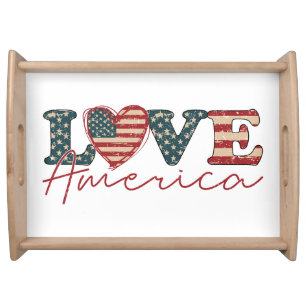 LOVE America Independence Day Serving Tray
