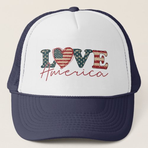 LOVE America Independence Day Trucker Hat