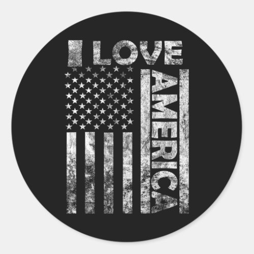 Love America Shirt Usa Flag 4th July Independence  Classic Round Sticker