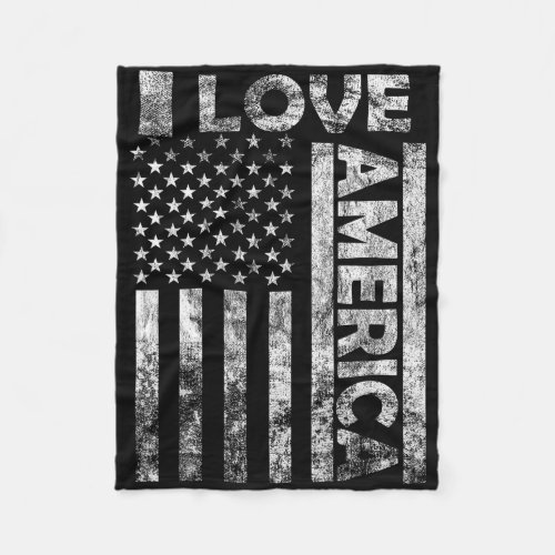 Love America Shirt Usa Flag 4th July Independence  Fleece Blanket