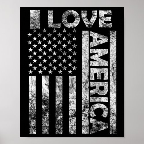 Love America Shirt Usa Flag 4th July Independence  Poster