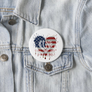 Love American Flag Button