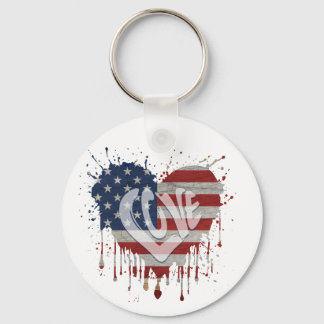 Love American Flag Keychain