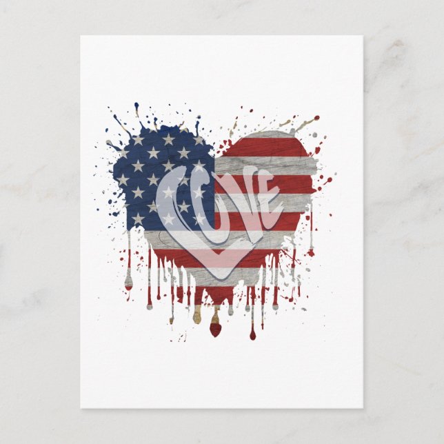Love American Flag Postcard (Front)