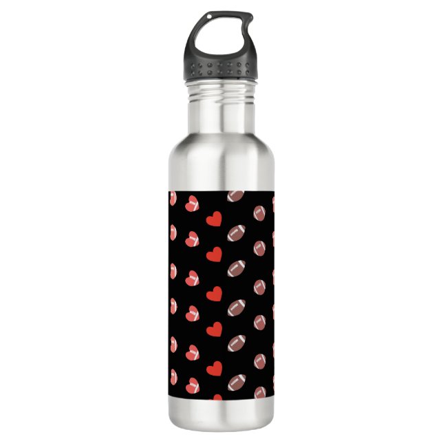 Love American Football - Gridiron Fans Heart Stainless Steel Water Bottle (Front)
