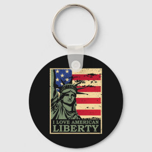 Love American Liberty 4th Of July Independence Day Keychain