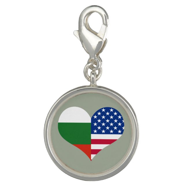 Love American/USA and Bulgarian Flag Charm (Front)
